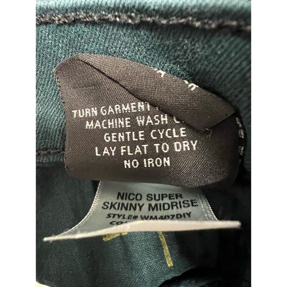 HUDSON Jean Coated Geometric Print Dark Green Nico Super Skinny Denim Midrise 26 - Picture 15 of 16